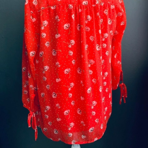 Collective Concepts Sheer Y-Neck Blouse - Picture 5 of 6